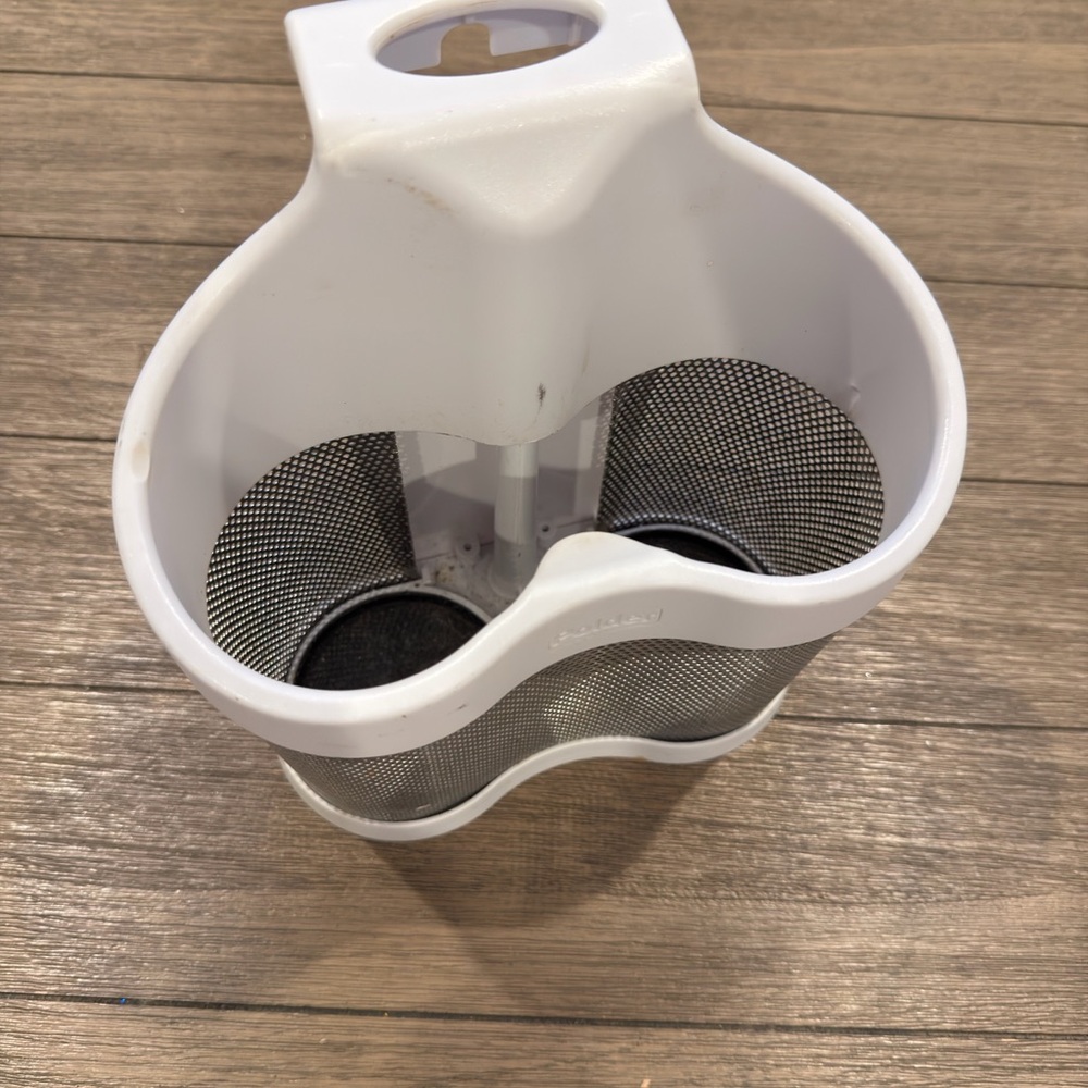 Polder White and Silver Mesh Utensil Caddy